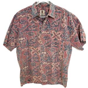 Vintage Tori Richard Shirt Mens Large Red Blue Hawaiian‎ Abstract Made USA 90s